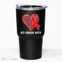 Red Ribbon Awareness Week Leopard Print Heart Tumbler thumb 0
