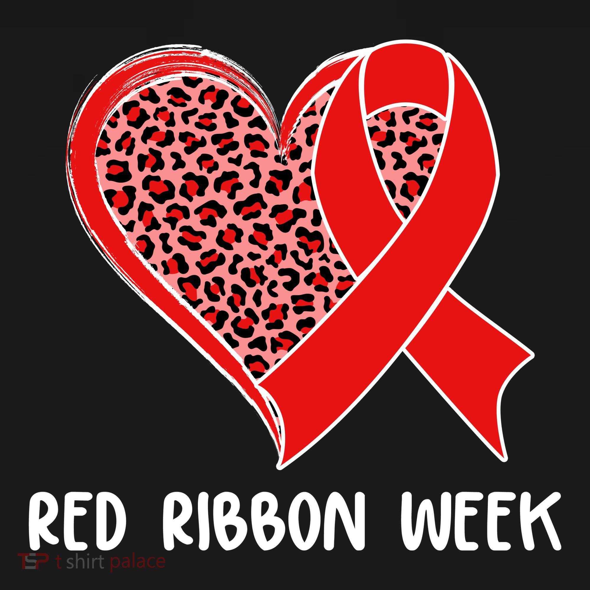 Red Ribbon Awareness Week Leopard Print Heart Mousepad