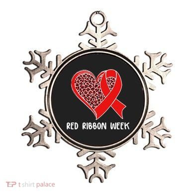 Red Ribbon Awareness Week Leopard Print Heart Ornament