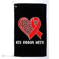 Red Ribbon Awareness Week Leopard Print Heart Golf Towel thumb 0
