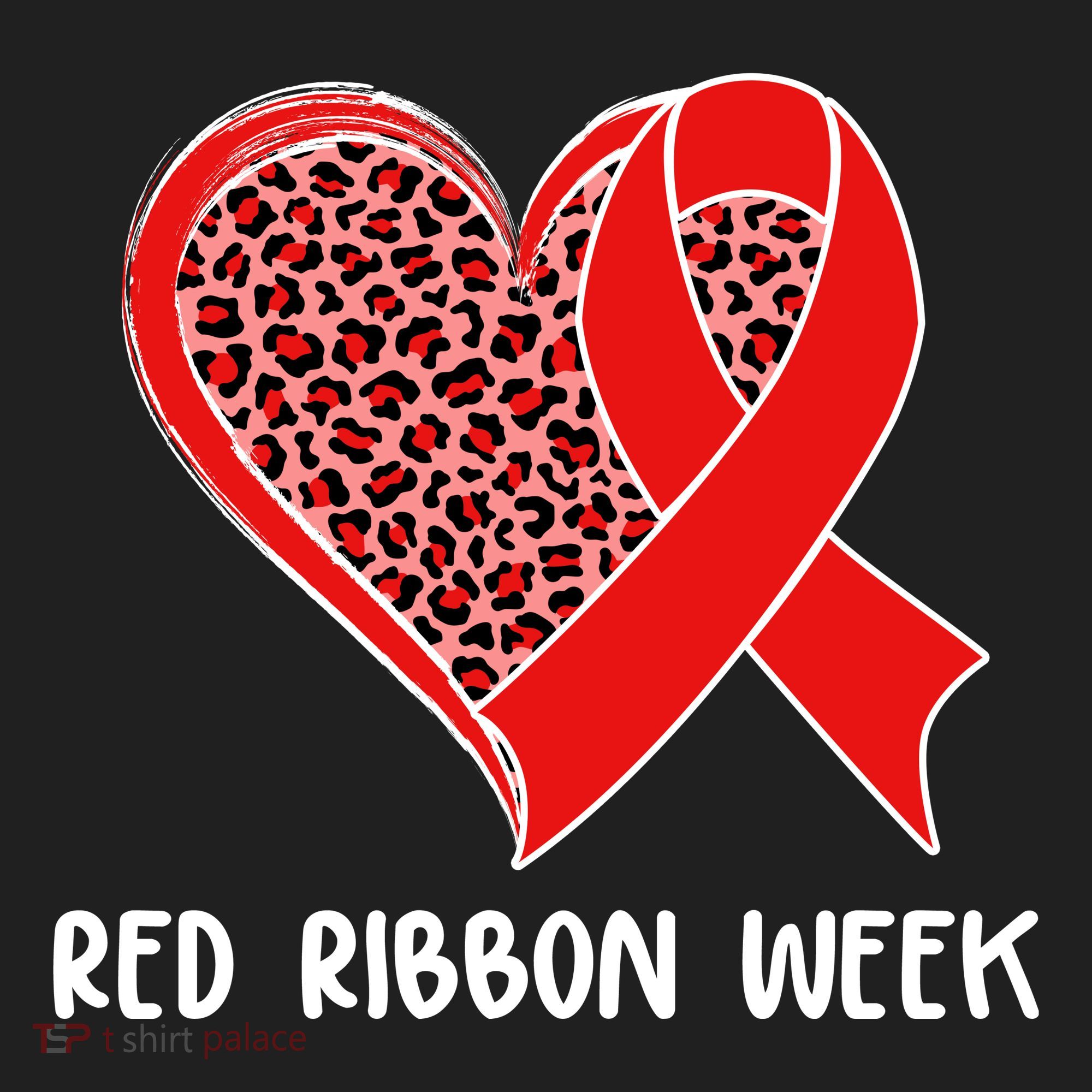 Red Ribbon Awareness Week Leopard Print Heart Golf Towel