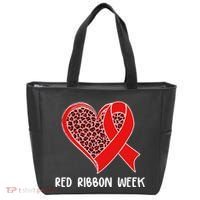 Red Ribbon Awareness Week Leopard Print Heart Tote Bag thumb 0