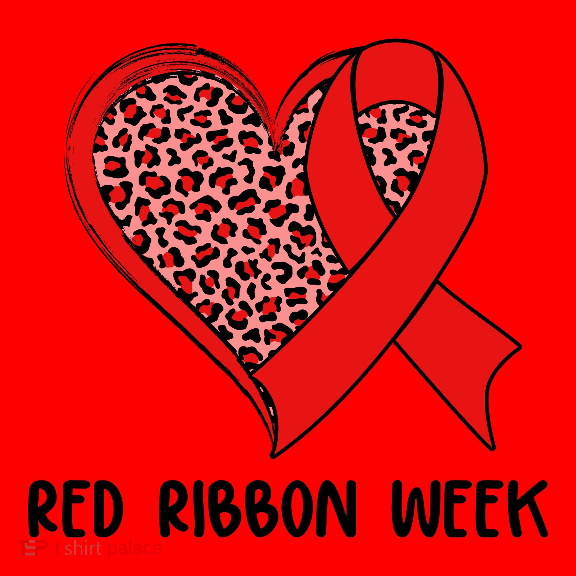 Red Ribbon Awareness Week Leopard Print Heart Santa Hat