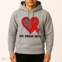 Red Ribbon Awareness Week Leopard Print Heart Hoodie thumb 2