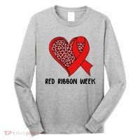 Red Ribbon Awareness Week Leopard Print Heart Long Sleeve Shirt thumb 0