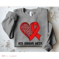Red Ribbon Awareness Week Leopard Print Heart Sweatshirt thumb 2