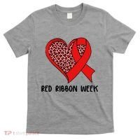 Red Ribbon Awareness Week Leopard Print Heart T-Shirt thumb 0