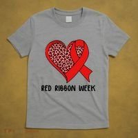 Red Ribbon Awareness Week Leopard Print Heart T-Shirt thumb 5