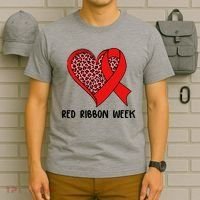 Red Ribbon Awareness Week Leopard Print Heart T-Shirt thumb 6