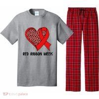 Red Ribbon Awareness Week Leopard Print Heart Pajama Set thumb 0