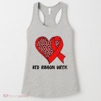 Red Ribbon Awareness Week Leopard Print Heart Women's Tank Top thumb 0