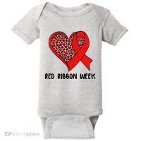 Red Ribbon Awareness Week Leopard Print Heart Baby Bodysuit thumb 0