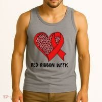 Red Ribbon Awareness Week Leopard Print Heart Tank Top thumb 3