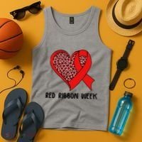 Red Ribbon Awareness Week Leopard Print Heart Tank Top thumb 4