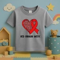 Red Ribbon Awareness Week Leopard Print Heart Toddler T-Shirt thumb 3
