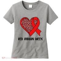 Red Ribbon Awareness Week Leopard Print Heart Women's T-Shirt thumb 0