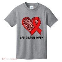 Red Ribbon Awareness Week Leopard Print Heart Kids T-Shirt thumb 0