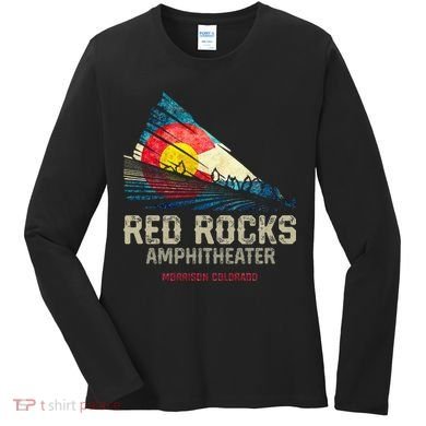 Red Rocks Amphitheater Colorado C State Flag Women's Long Sleeve Shirt