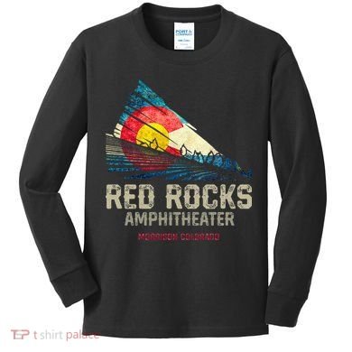 Red Rocks Amphitheater Colorado C State Flag Kids Long Sleeve Shirt
