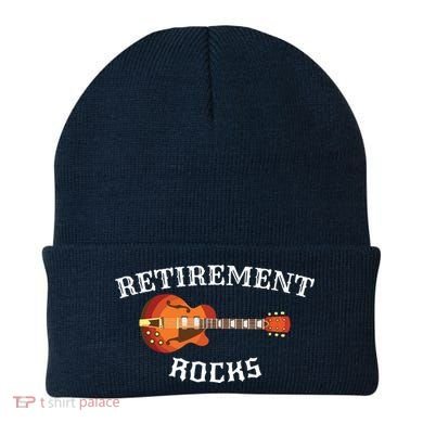 Retirement Rocks Acoustic Guitar Old Rockers Gift Beanie