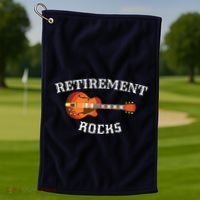 Retirement Rocks Acoustic Guitar Old Rockers Gift Golf Towel thumb 1