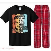 Rbg Ruth Bader Ginsburg Feminist Political Gift Kids Plaid Pajama Set thumb 0