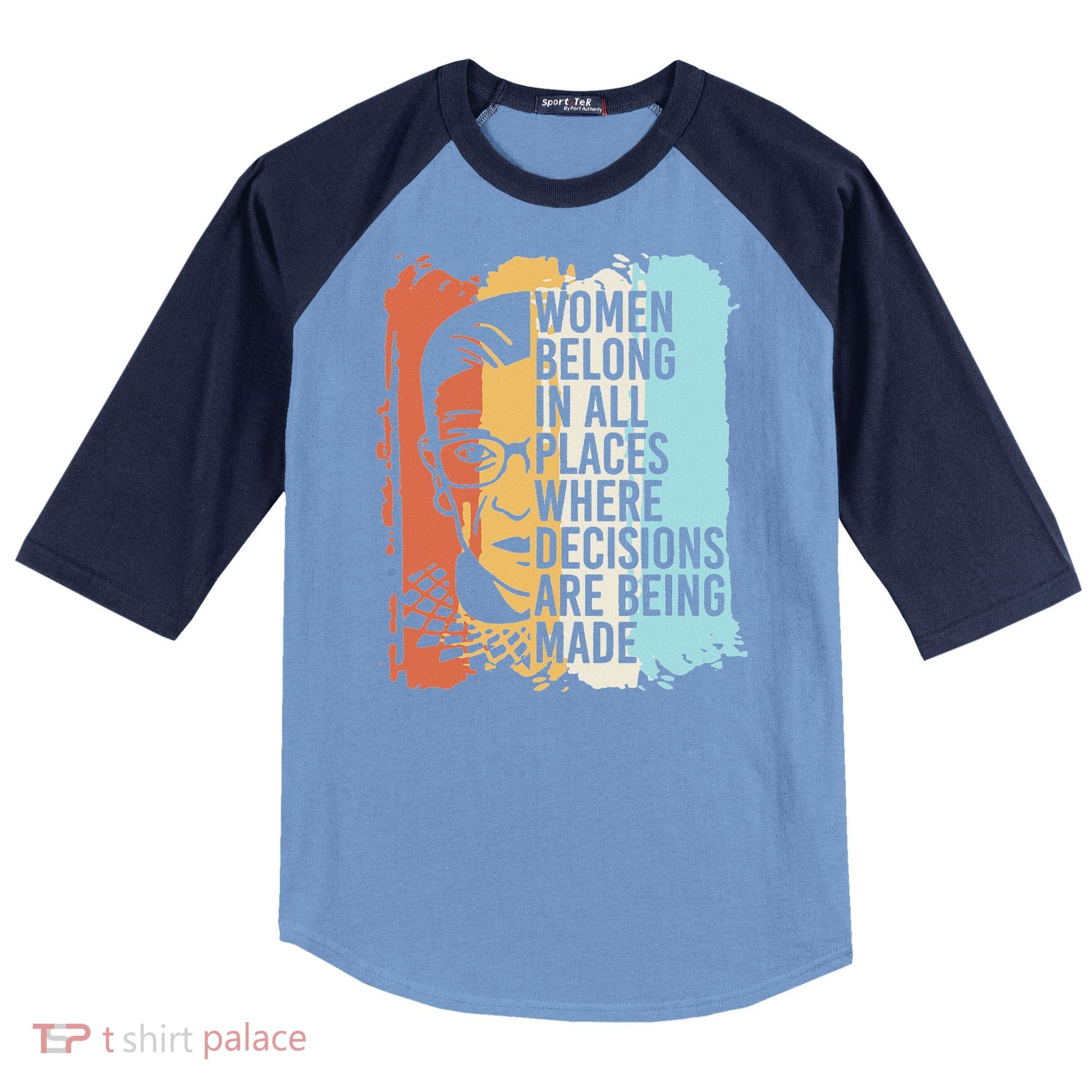 Rbg Ruth Bader Ginsburg Feminist Political Gift Raglan Baseball Sleeve Shirt
