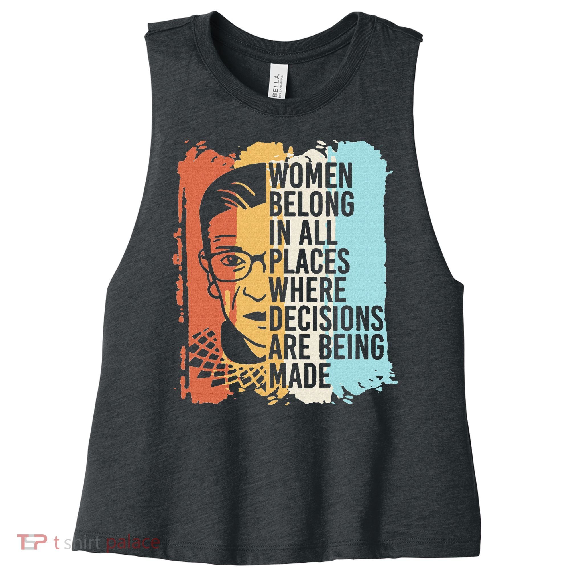 Rbg Ruth Bader Ginsburg Feminist Political Gift Women's Racerback Cropped Tank