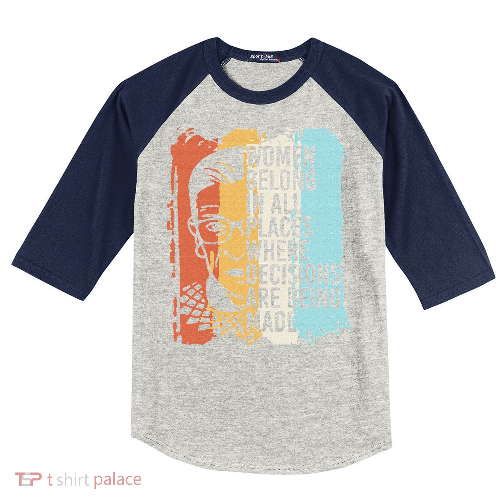Rbg Ruth Bader Ginsburg Feminist Political Gift Kids Colorblock Raglan Jersey