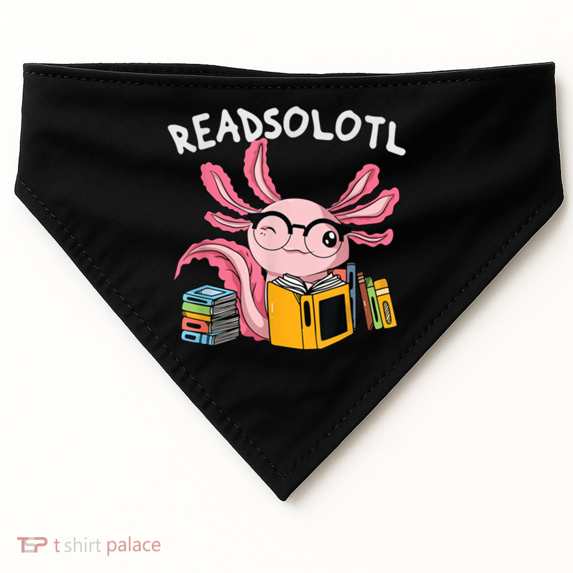 Readsolotl Read Books Lover Axolotl USA-Made Doggie Bandana
