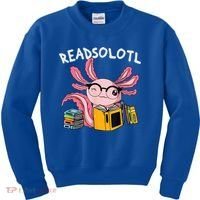 Readsolotl Read Books Lover Axolotl Kids Sweatshirt thumb 0
