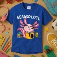 Readsolotl Read Books Lover Axolotl Kids T-Shirt thumb 3