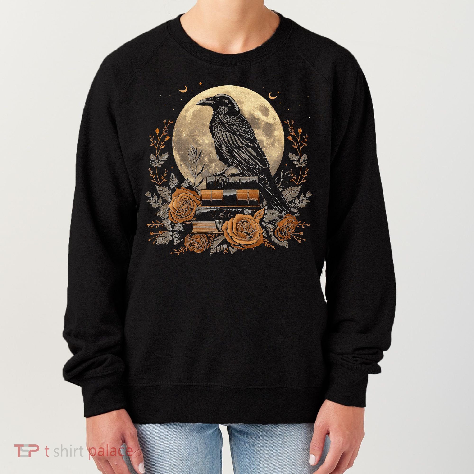 Raven Reading Book Occult Crow Women's Sweatshirt
