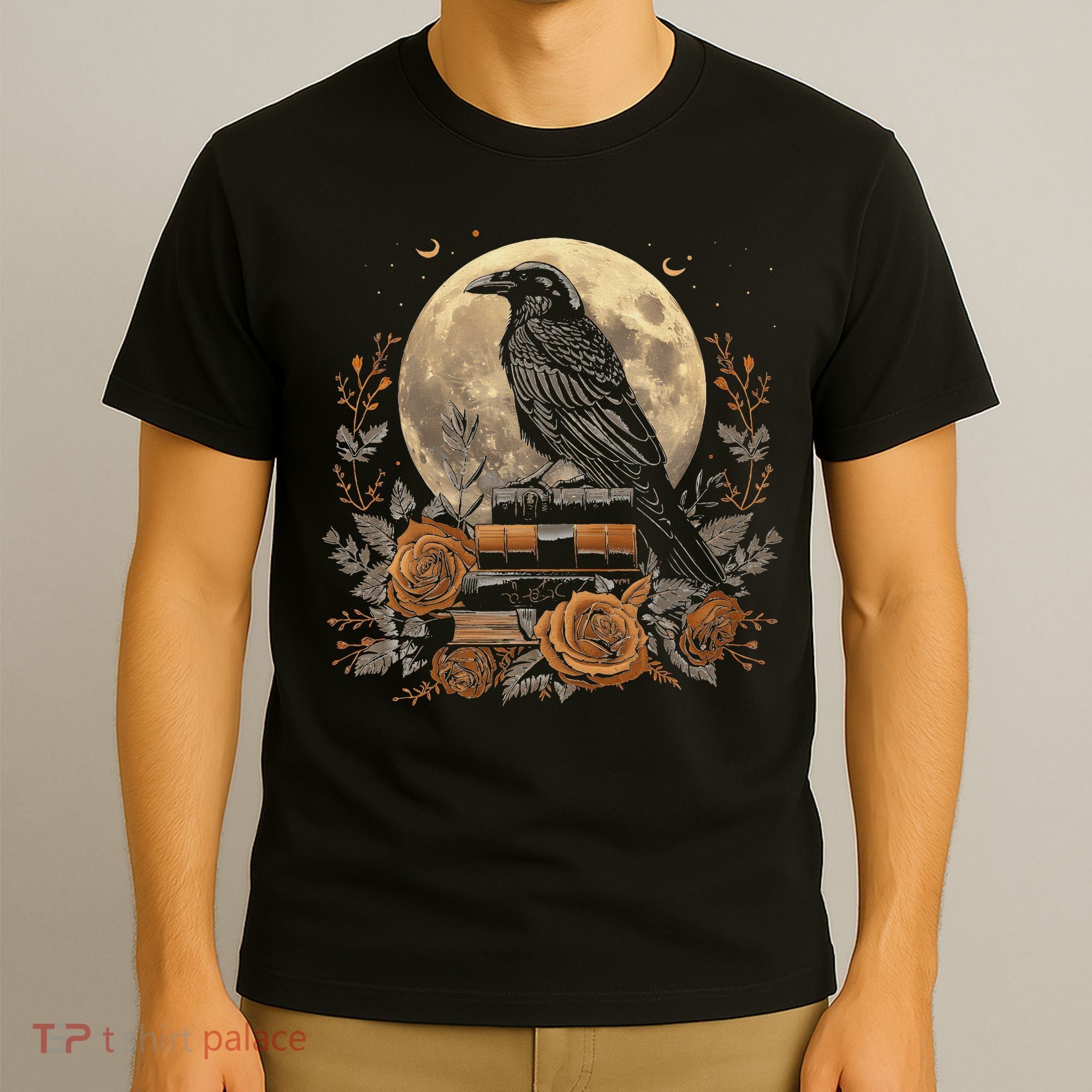 Raven Reading Book Occult Crow T-Shirt