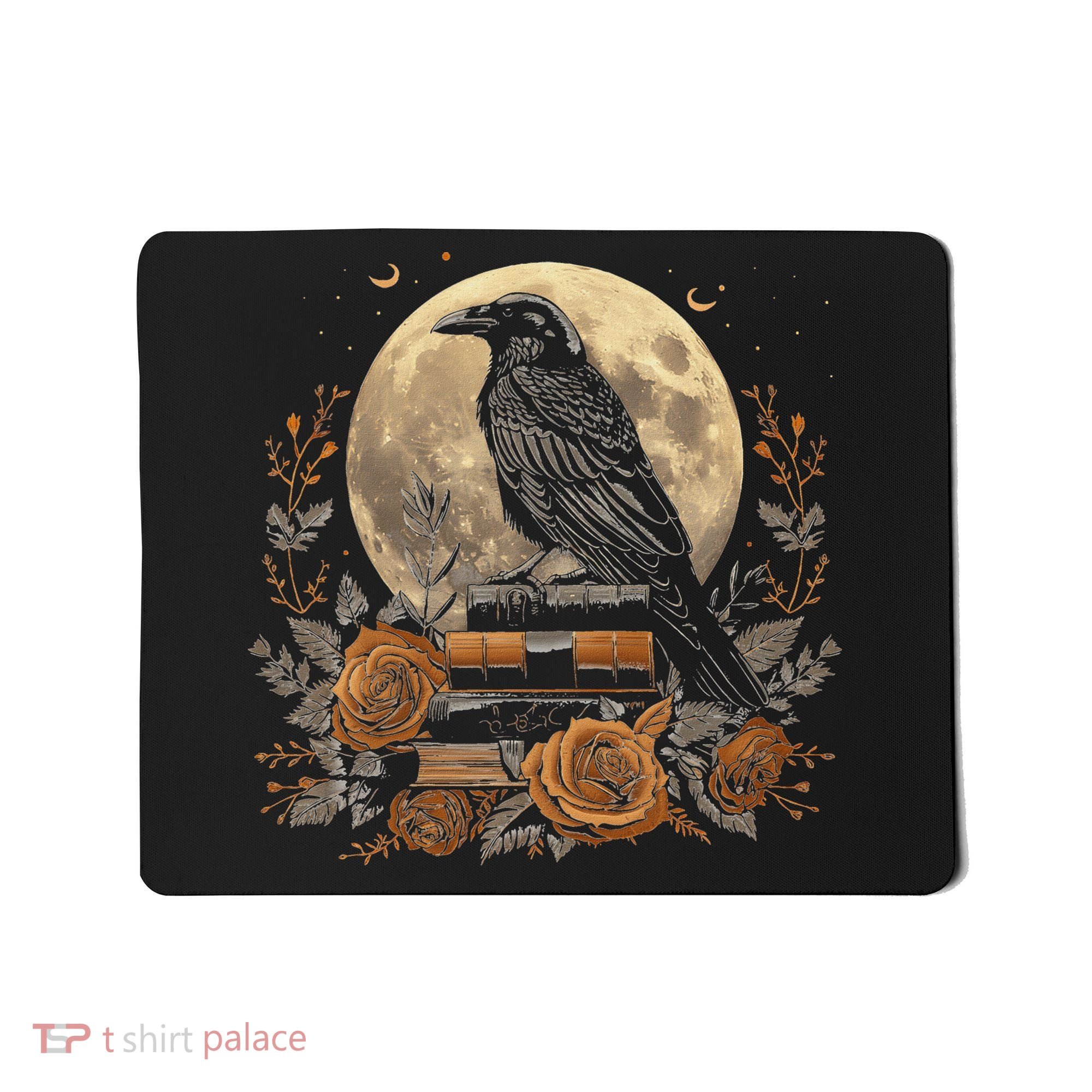 Raven Reading Book Occult Crow Mousepad