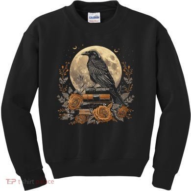 Raven Reading Book Occult Crow Kids Sweatshirt