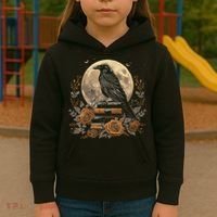 Raven Reading Book Occult Crow Kids Hoodie thumb 3