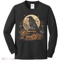Raven Reading Book Occult Crow Kids Long Sleeve Shirt thumb 0