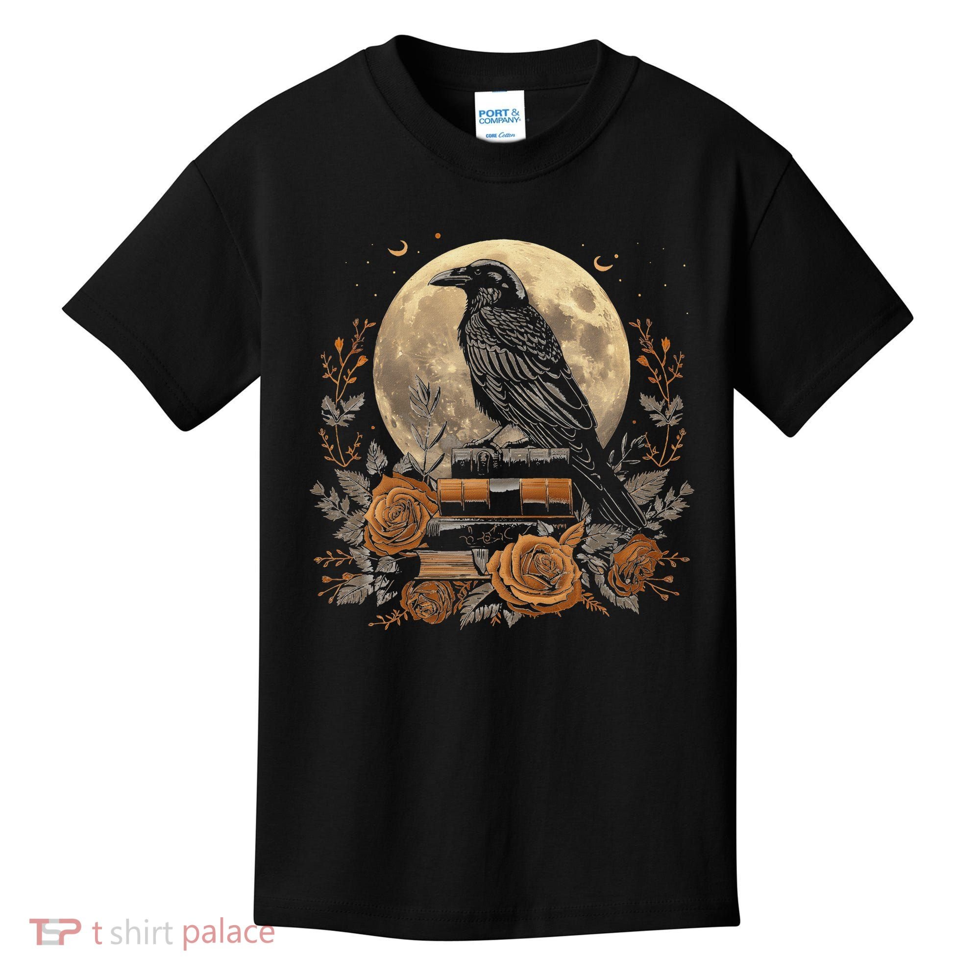 Raven Reading Book Occult Crow Kids T-Shirt