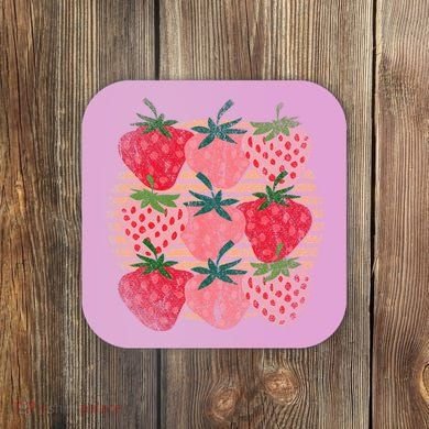Retro Red Berry Fruit Cottagecore Strawberry Coaster