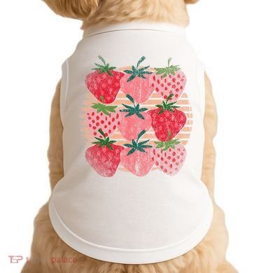 Retro Red Berry Fruit Cottagecore Strawberry Doggie Tank