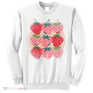 Retro Red Berry Fruit Cottagecore Strawberry Sweatshirt