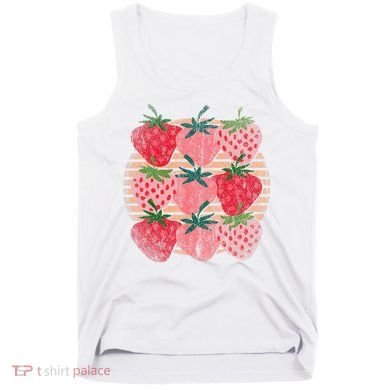 Retro Red Berry Fruit Cottagecore Strawberry Tank Top