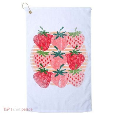 Retro Red Berry Fruit Cottagecore Strawberry Golf Towel