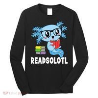 Readsolotl Read Book Funny Kawaii Blue Axolotl Reading Books Long Sleeve Shirt thumb 0