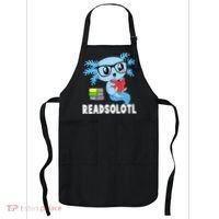 Readsolotl Read Book Funny Kawaii Blue Axolotl Reading Books Apron thumb 0