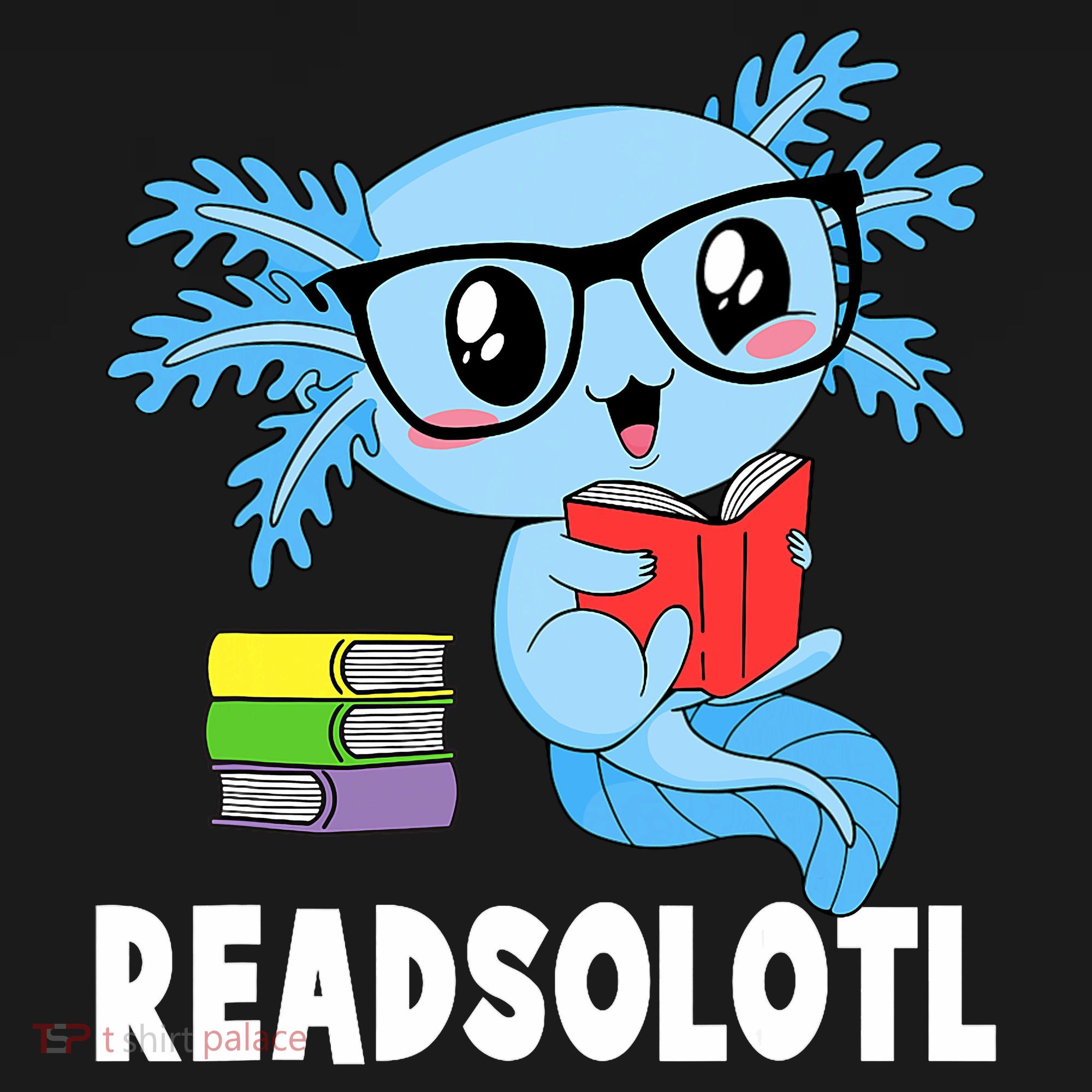 Readsolotl Read Book Funny Kawaii Blue Axolotl Reading Books Apron