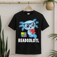 Readsolotl Read Book Funny Kawaii Blue Axolotl Reading Books T-Shirt thumb 2