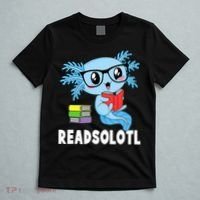 Readsolotl Read Book Funny Kawaii Blue Axolotl Reading Books T-Shirt thumb 5