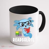 Readsolotl Read Book Funny Kawaii Blue Axolotl Reading Books Coffee Mug thumb 1